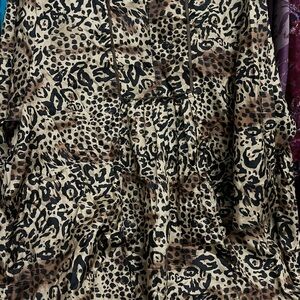 Leopard Print Peasant Blouse